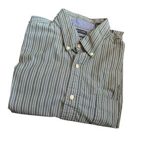 Chaps Long Sleeve Striped Shirt Button Down Shirt Green XL